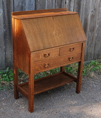 oak drop front desk