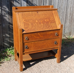 oak drop front desk